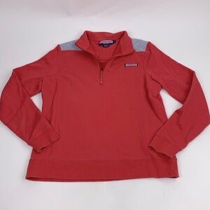 Vineyard Vines Quarter Zip Pullover Sweatshirt Top Red Size Medium